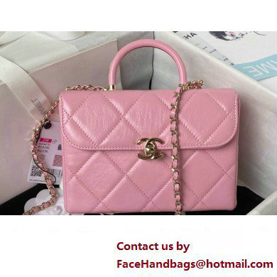 Chanel Quilted Shiny Calfskin & Gold-Tone Metal Small box Bag AS4470 Pink 2023